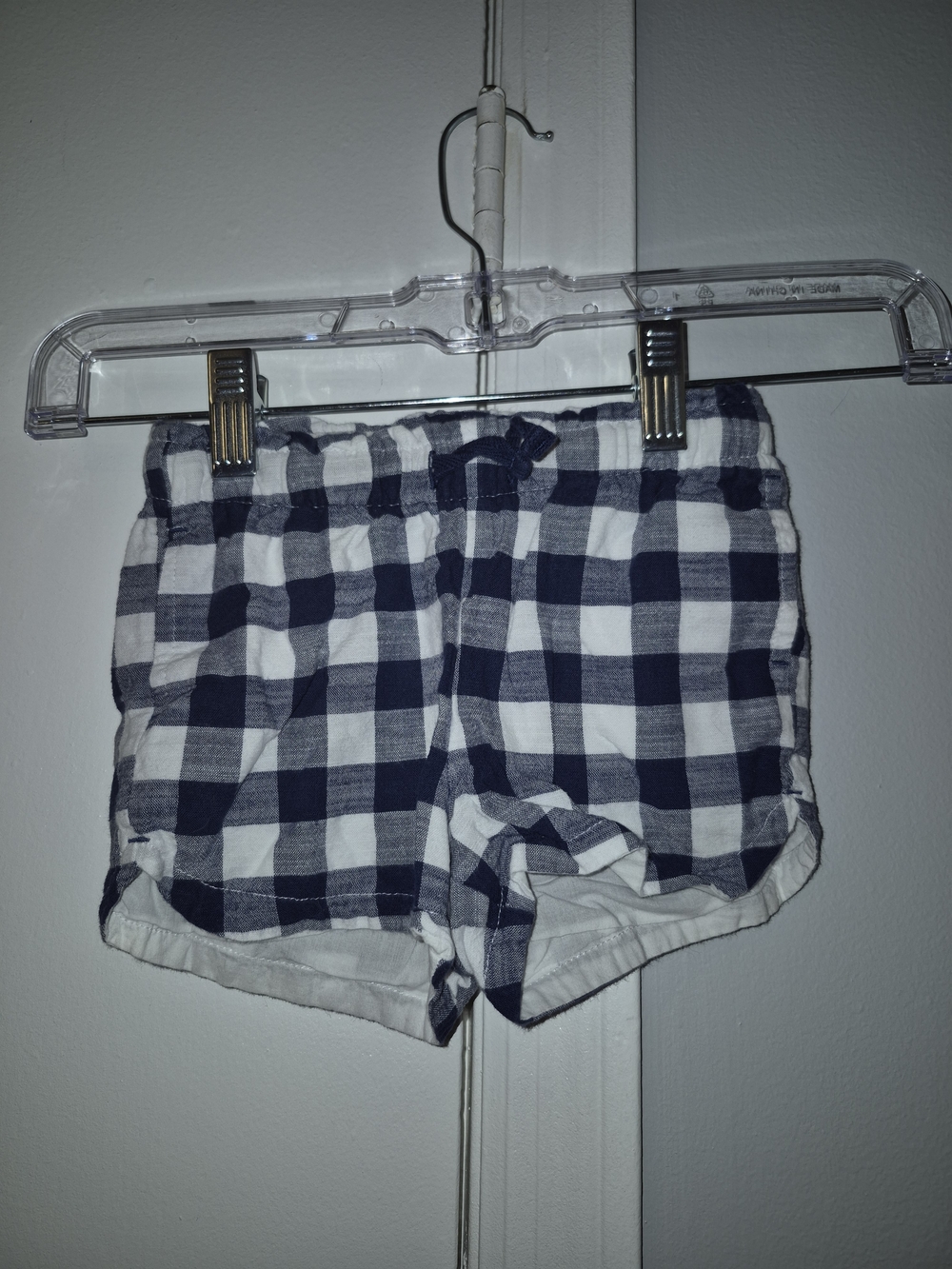 Cat & Jack Navy and White Gingham Elastic Waist Shorts 3T
